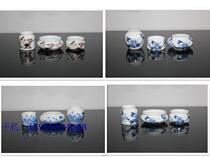 Jingdezhen high white blue and white color embroidered eyes yellow Teng small bird food pot porcelain bowl bird Cup bird bowl bird pot embroidered eye Bowl