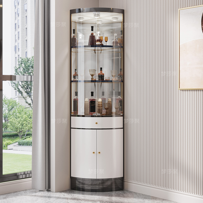 Buriyuan Stainless Steel Corner Cabinet Home Restaurant Corner Cabinet Curved Corner Cabinet Living Room Wall Wine Cabinet Simple and Modern Buriyuan Stainless Steel Corner Cabinet Home Restaurant Corner Cabinet Curved Corner Cabinet Living Room Wall Wine Cabinet Simple and Modern