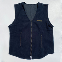 Vest vest navy blue V-collar warm and cold-proof autumn and winter casual horse clip zipper cardigan velvet man