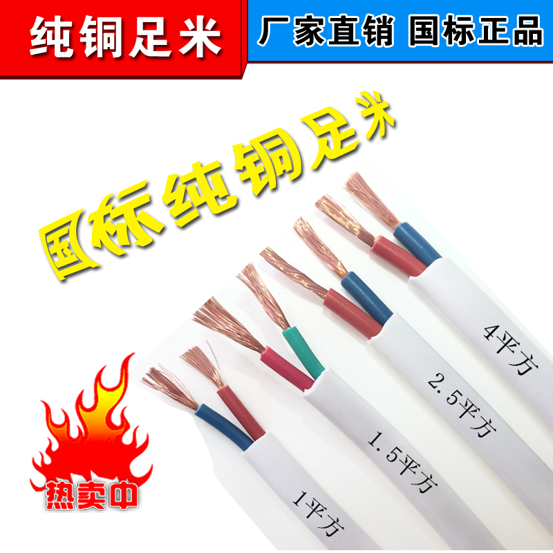 White sheath RVV soft sheath copper core GB wire 2 core 0 5 0 75 1 1 5 2 5 4 6 square