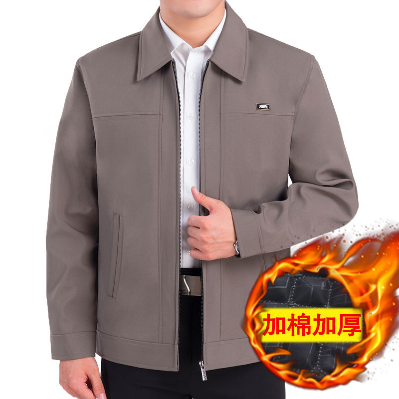 Trung niên và già áo khoác nam giới thường của mùa xuân mùa thu đang lớn ve áo jacket nam cha đầu mặc đơn giản của nam giới