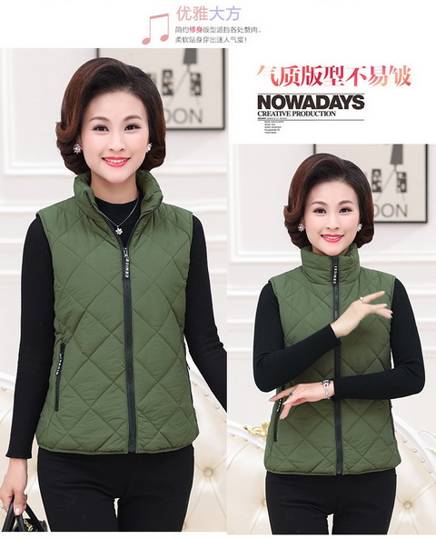 Phụ nữ trung niên áo vest cotton mùa thu và mùa đông Người mẹ trung niên tải vest dày áo khoác ngắn áo khoác cotton áo kiểu trung niên u40