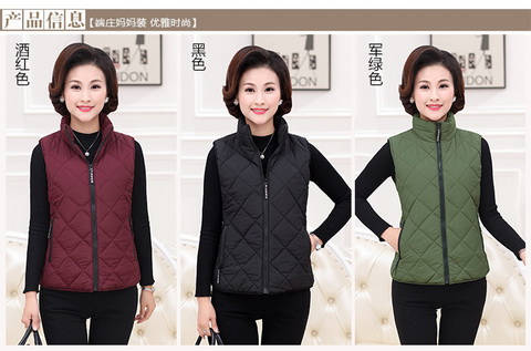 Phụ nữ trung niên áo vest cotton mùa thu và mùa đông Người mẹ trung niên tải vest dày áo khoác ngắn áo khoác cotton áo kiểu trung niên u40