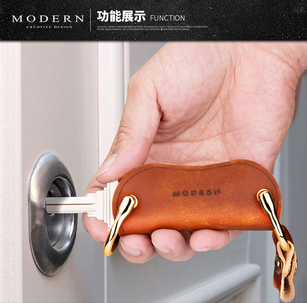 Đức HIỆN ĐẠI túi lưu trữ túi da ví móc chìa khóa nam da thật