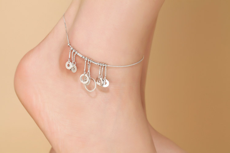 Bai Ruidi S925 bạc vòng chân nữ phiên bản Hàn Quốc của vòng tay sinh viên đơn giản cá tính Trang sức boho Quà tặng ngày Valentine vòng chân cá chép nữ