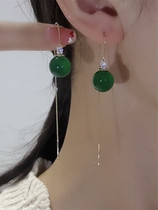 Korean cats eye beads tassel ear wire womens sterling silver needle hypoallergenic light luxury retro earrings internet celebrity temperament earrings