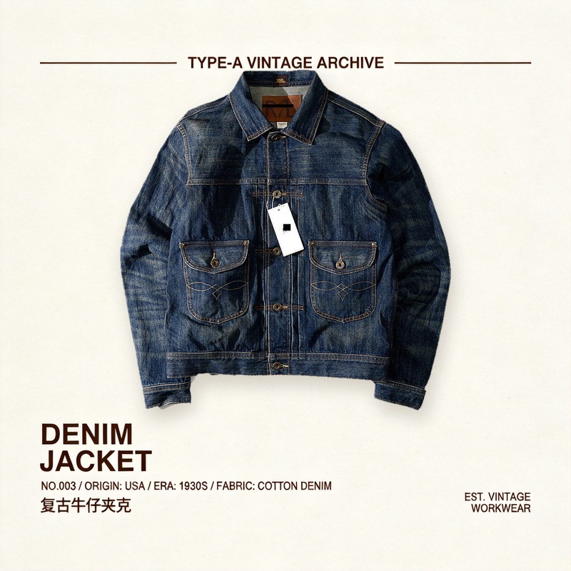 Great Stuff! No Need for Repairs! Super Beautiful 1930S Double-R Denim Jacket