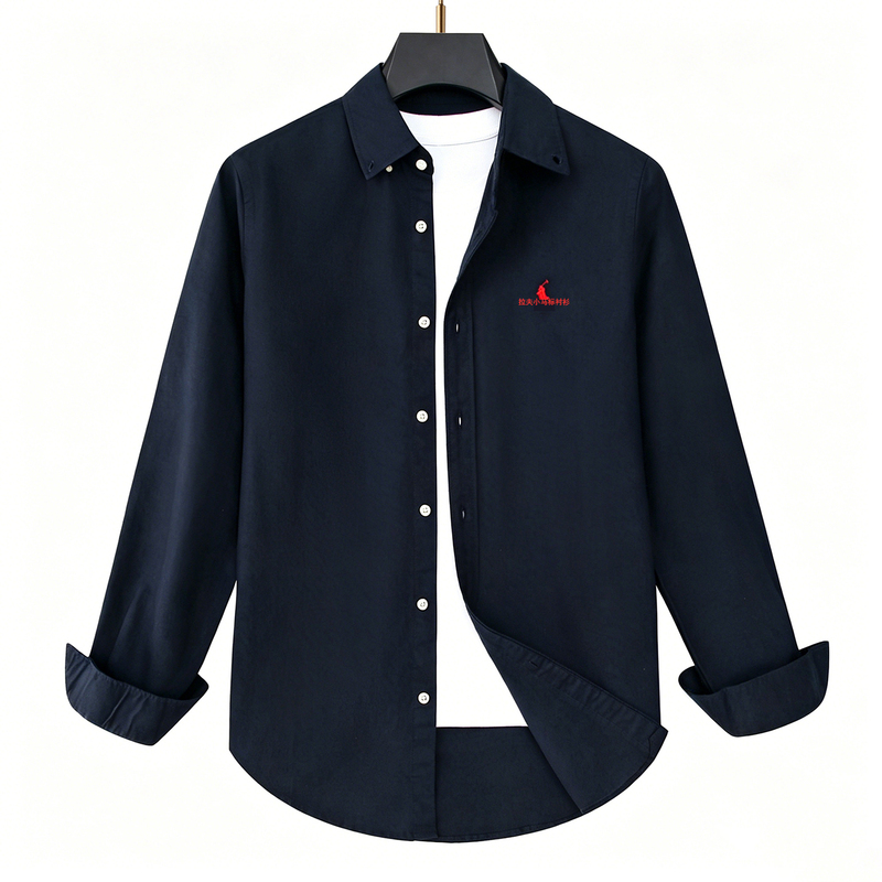 Authentic Ralph Rl Spring and Autumn High-End Classic Oxford Cloth Garment-Dyed Pony Logo Long-Sleeve Shirt Paul Men's Clothing