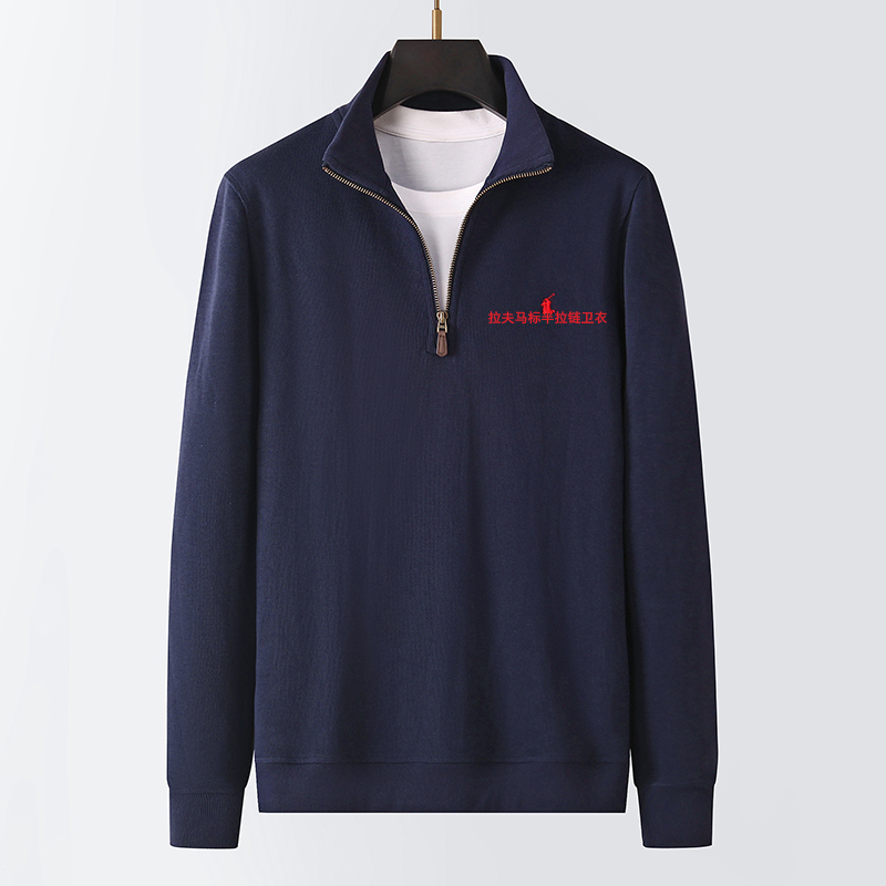Laf Rl High-End Casual Authentic Paul Pony Logo Men's Spring and Autumn Classic Half-Zip Pullover Long-Sleeve Sweatshirt