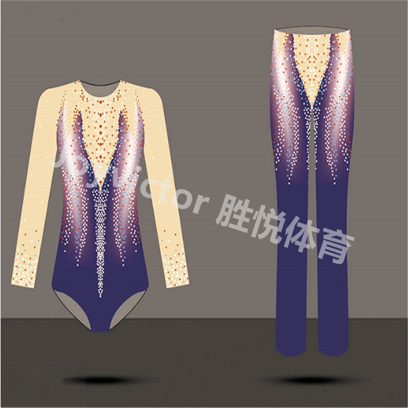 Athletic bodybuilding competition clothes top art test aerobics clothing row dance aerobic dance clothes men and women two-piece suit 39