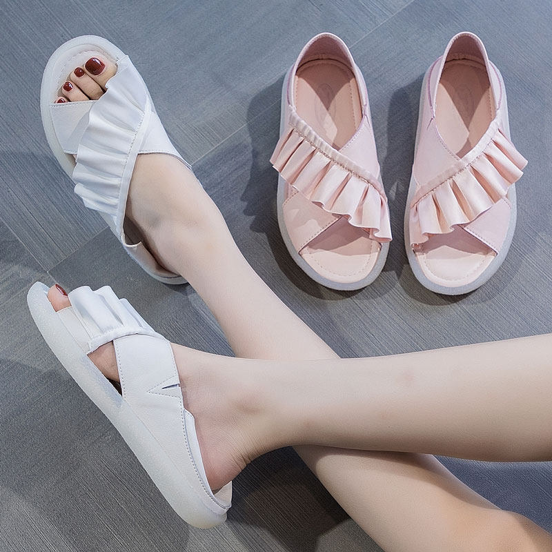 Tendon bottom two-wear sandals female fairy style 2020 new fashion all-match genuine leather soft bottom casual plus size women's shoes