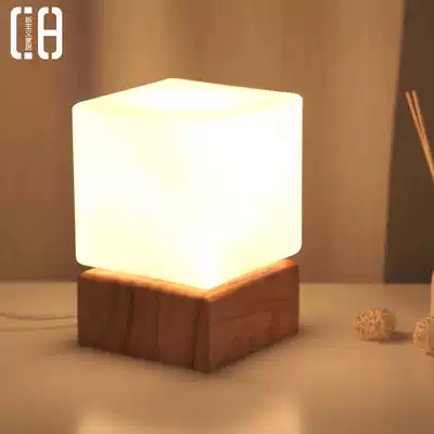 Creative wooden desk lamp warm bedroom solid wood bedside lamp simple living room study children's eye protection LED decorative lamp
