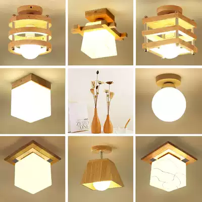 Solid wood aisle lights Nordic Corridor lighting Foyer Cloakroom Small ceiling lights Japanese entrance porch Balcony lamps