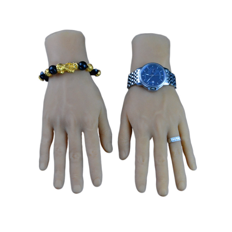 Simulation Male Hand Model Live-action Inverted Mold Finger Bendable Styled Male Watch Ring Handmade Display Soft-hand Model