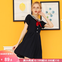 2020 new Japanese gentle wind thin dress female summer small man navy wind girly sweet little skirt