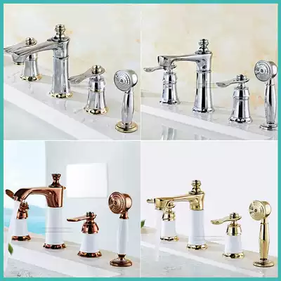 Huajie four-hole bathtub faucet cylinder side four-piece shower shower kit split basin faucet H526