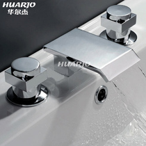 Huajie square split basin faucet double three-hole hot and cold washbasin waterfall faucet H536