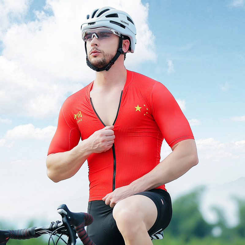 Meritocratic summer riding men's bike short sleeves blouses red mountain road car clothes equipped to customize