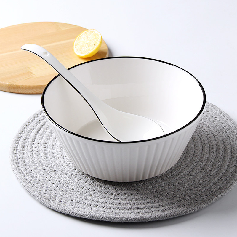 Home Big Soup Bowl Single Nordic Wind Soup Ancient Matching Large Spoon Suit Cutlery Combinations Creative ceramic Large Soup Basin-Taobao