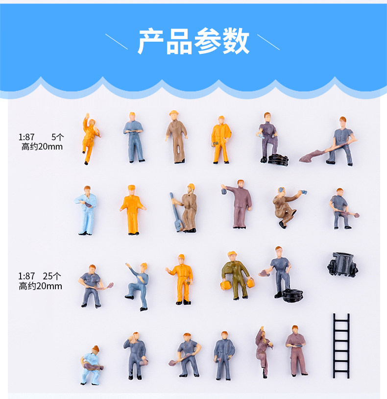 Материалы для изготовления сборных моделей 建筑模型沙盘人物 铁路小人工人小人1包25个火车场景矿工彩色人偶 Colorful Kazakh mud