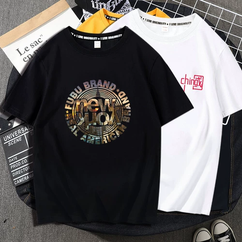 Трендовая брендовая хлопковая белая цветная приятная телу футболка с коротким рукавом для влюбленных, большой размер, в американском стиле