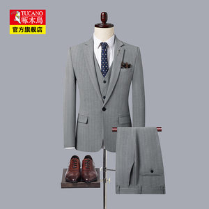 Woodpecker suit suit men's fashion slim jacket groom wedding dress business professional dress small suit