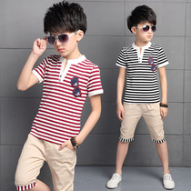 Boys summer suit 6 boys t-shirt two-piece set 2020 new middle and big boys short-sleeved 9 sports and leisure wear 10 years old