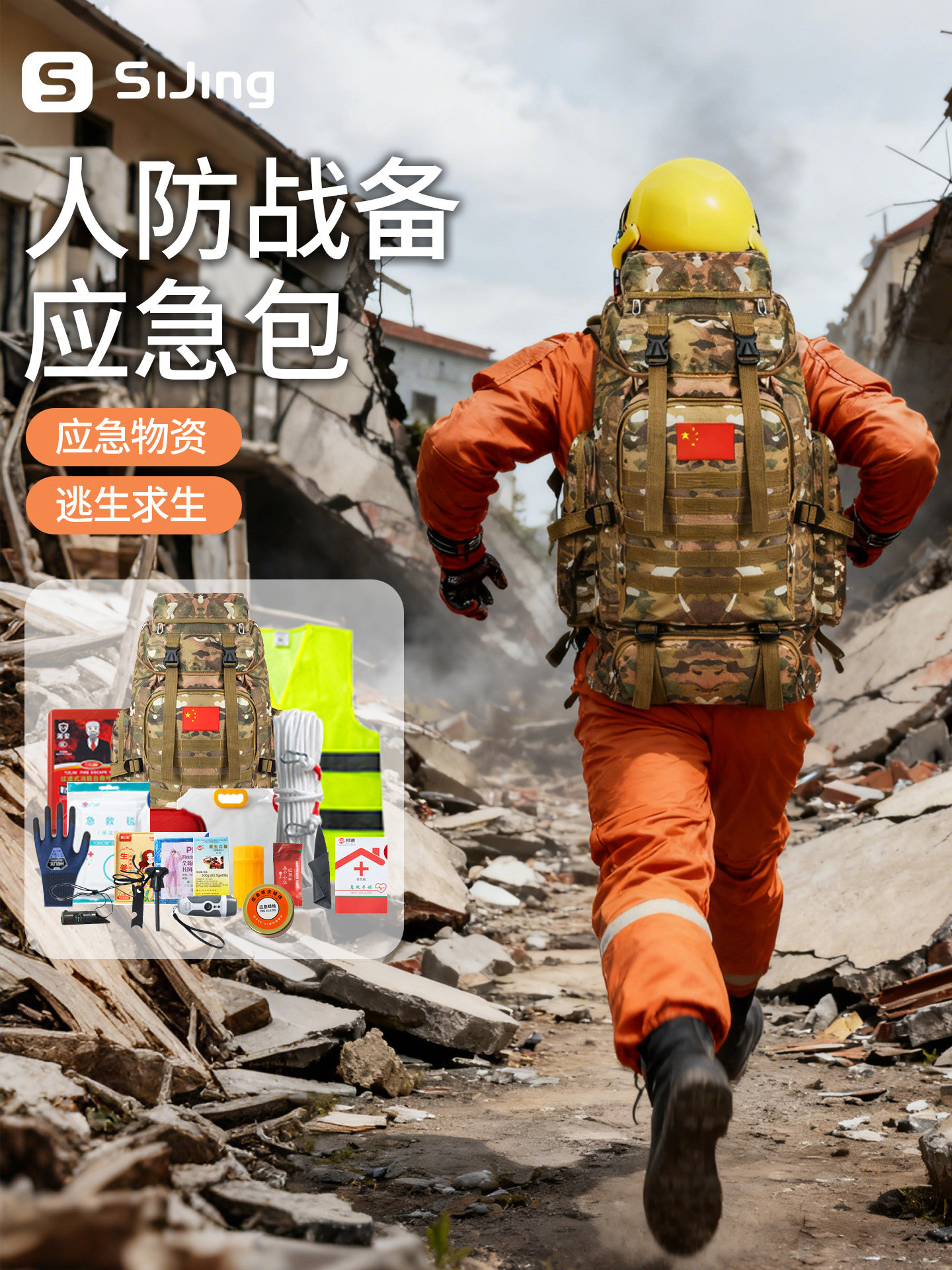 War Preparedness Rescue Kit, Disaster Prevention Emergency Equipment, Civil Defense, Household Emergency Supplies, National Standard War Survival Equipment