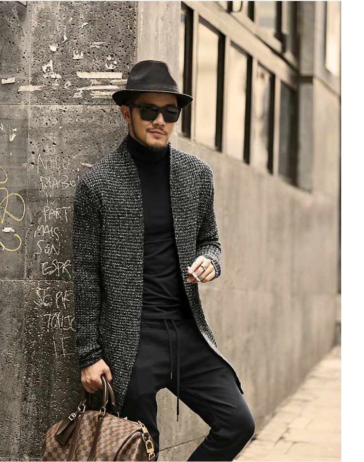 Quần áo mùa đông 2018 mới thời trang áo cardigan dài mohair dày ấm áp áo hở ngực áo len thủy triều J511 áo blazer nam