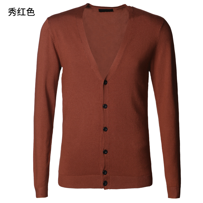 Mùa xuân và mùa hè người đàn ông mới của slim cardigan áo len áo len nam màu rắn mỏng đan cardigan áo khoác J755