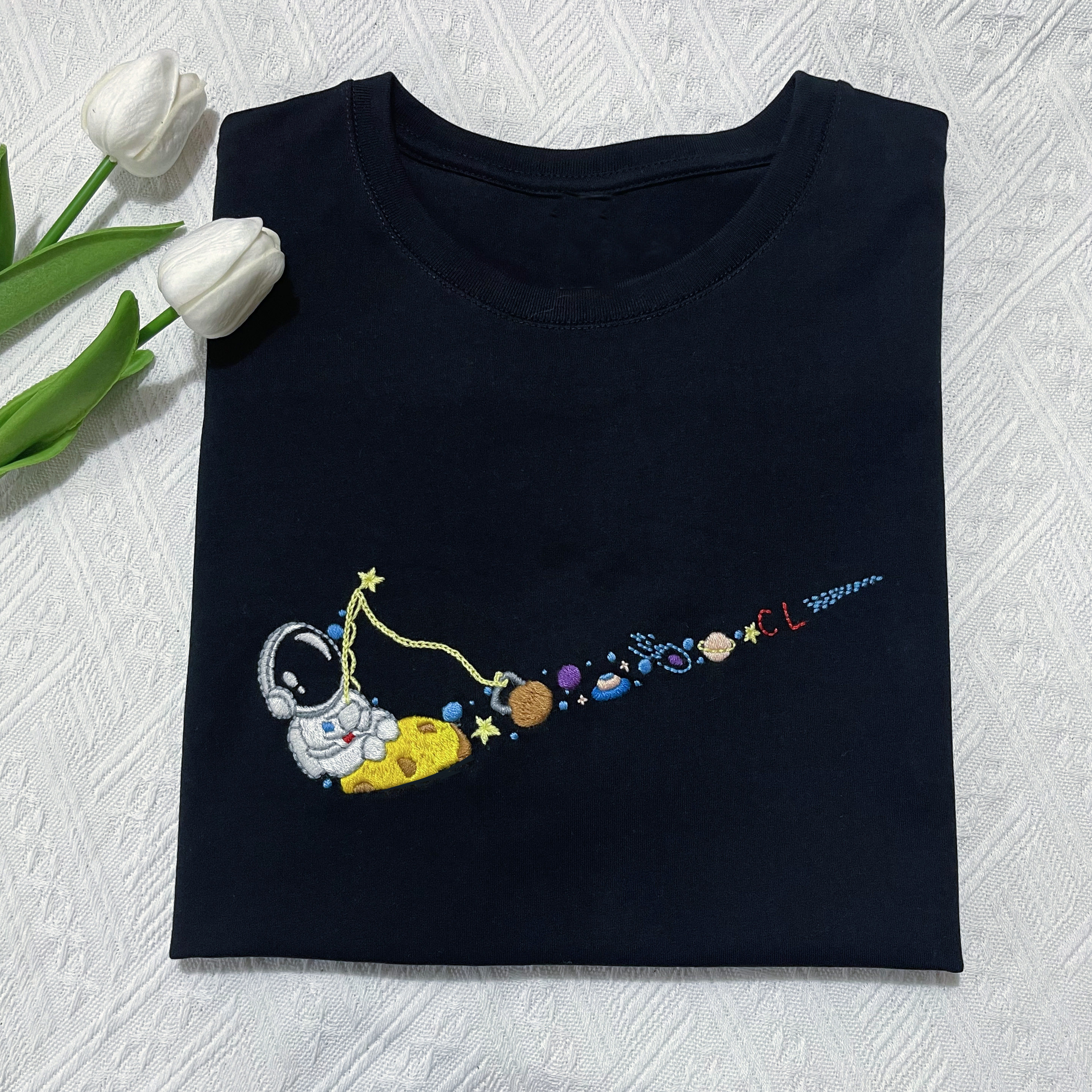 nike embroidery handmade diy material package 0 basic self-embroidered clothes to send boyfriend gifts couple T-shirt short-sleeved nike