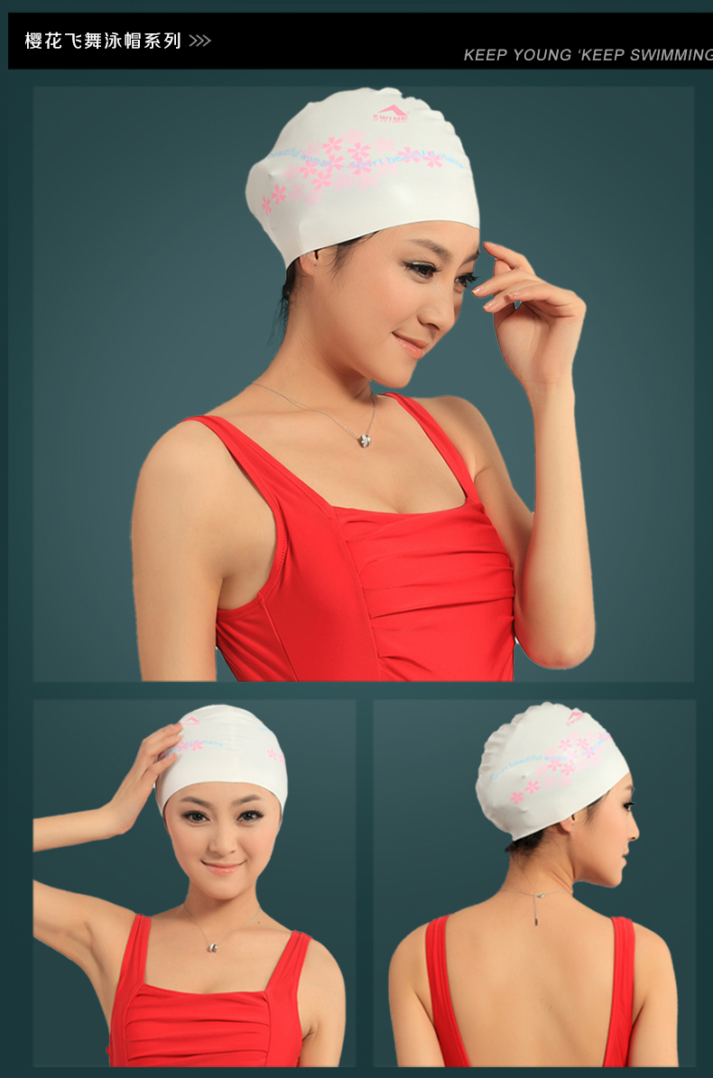 Mũ bơi Bà thời trang thoải mái Silicone In Mũ bơi tươi mềm mại cao Đàn hồi bảo vệ môi trường Bảo vệ chống nước cho nữ Tóc dài 	nón bơi phoenix	