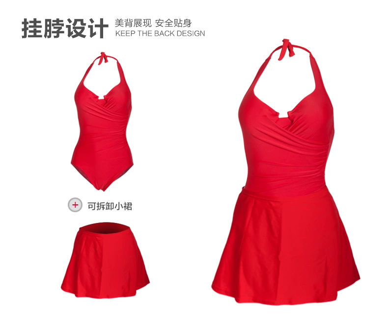 Swime áo tắm một mảnh tam giác nữ áo tắm suối nước nóng với vòng thép gửi váy nhỏ chèn XL slim - Bộ đồ bơi One Piece