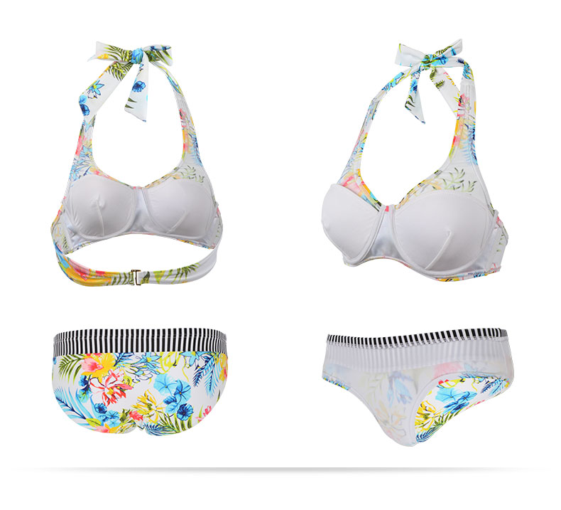 Anh áo tắm nữ bikini bikini chia áo tắm in thời trang hoa treo cổ gợi cảm tắm nước nóng mùa xuân - Bikinis ao tam xuan thu