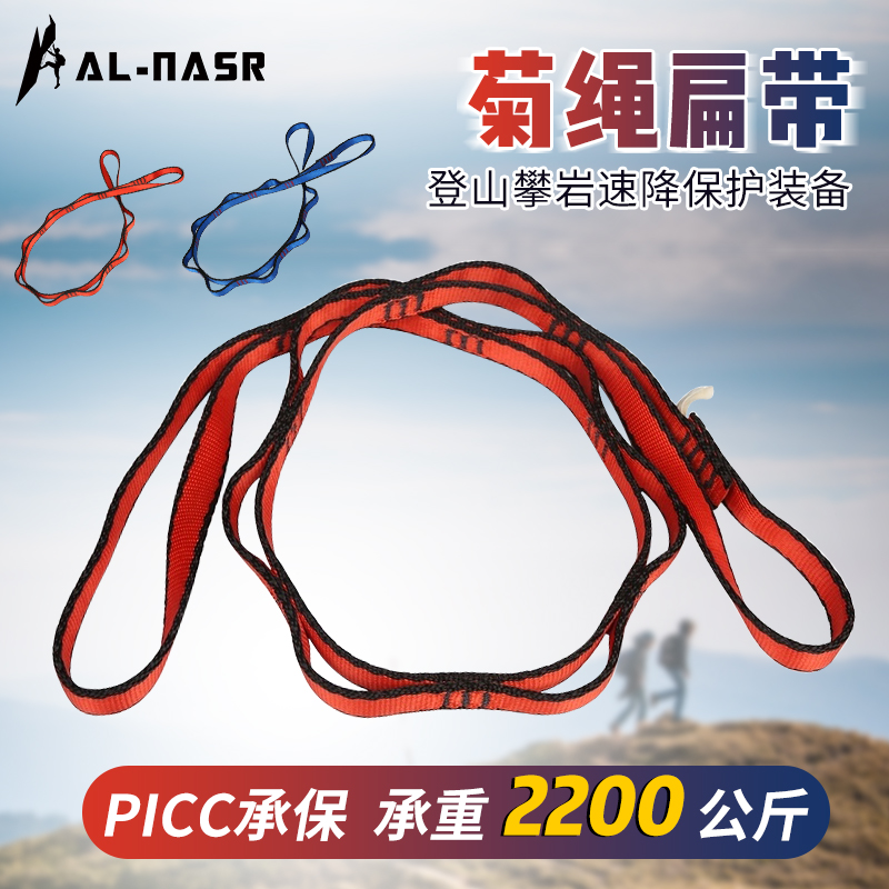 Arnas Outdoor rock climbing Mountain climbing Aerial yoga Hammock safety flat belt rope ring equipment Chrysanthemum rope wear-resistant