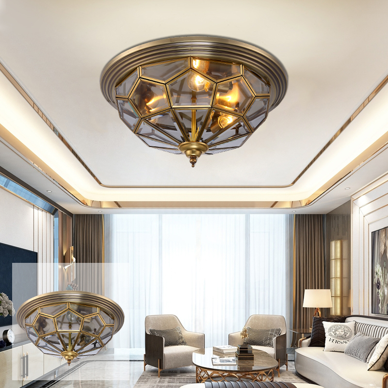 All copper ceiling lamp American minimalist led living room bedroom balcony aisle porch kitchen powder room bathroom lamps