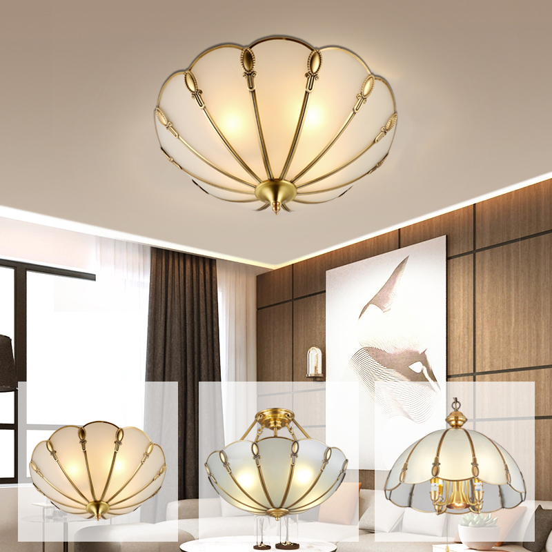 American-style ceiling lamp luxury all-copper suction living room dining room bedroom study lamp European-style minimalist aisle balcony porch light
