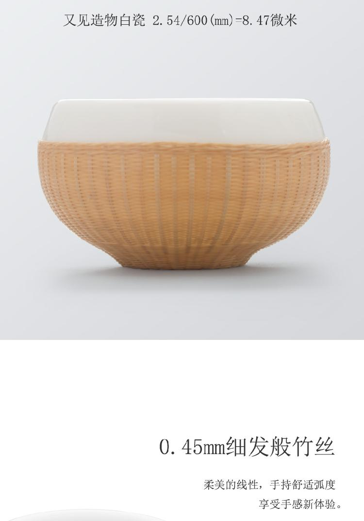 And creation of kung fu tea cup single cup bamboo states dehua white porcelain porcelain bowl with a cup sample tea cup masters cup
