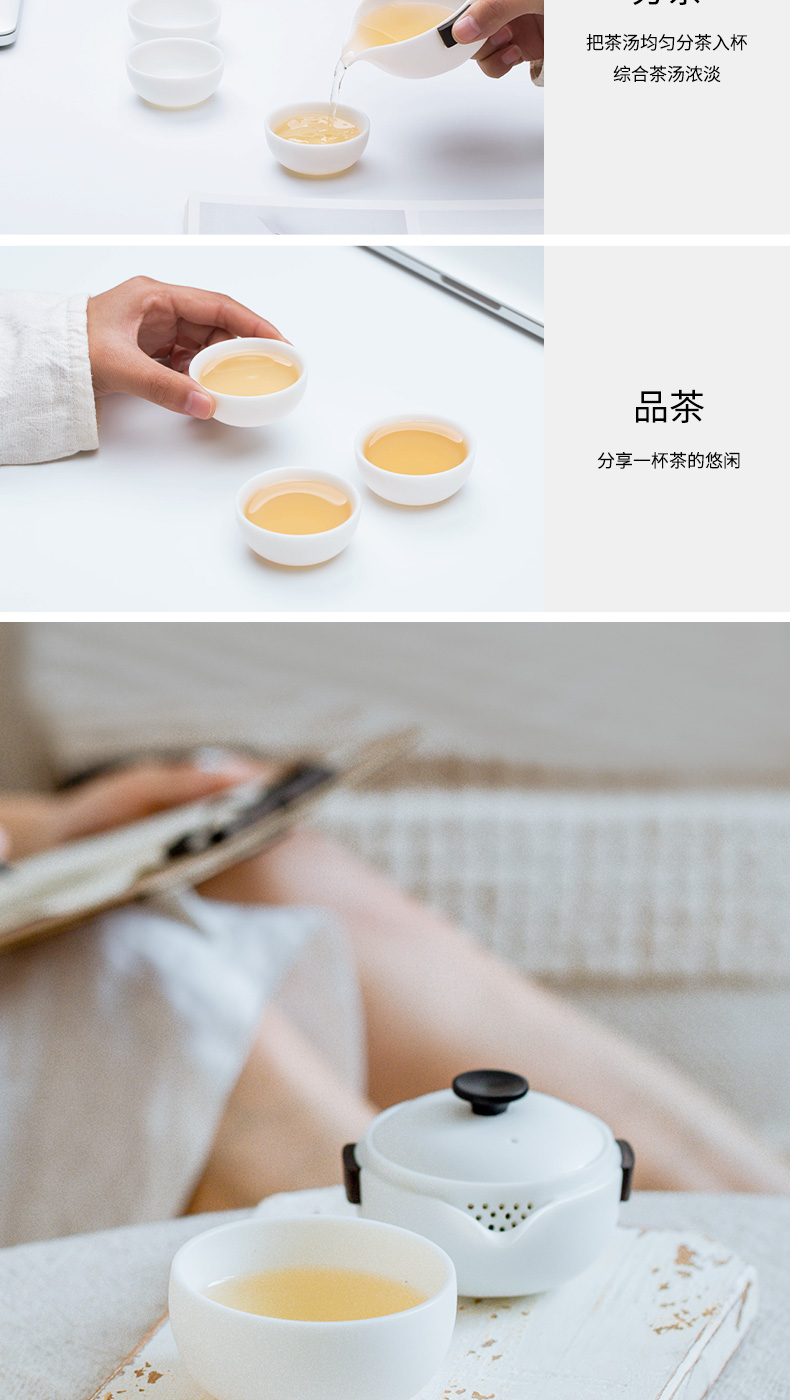 White porcelain crack cup travel tea set suit portable package a pot of three cups of teapot teacup with custom logo