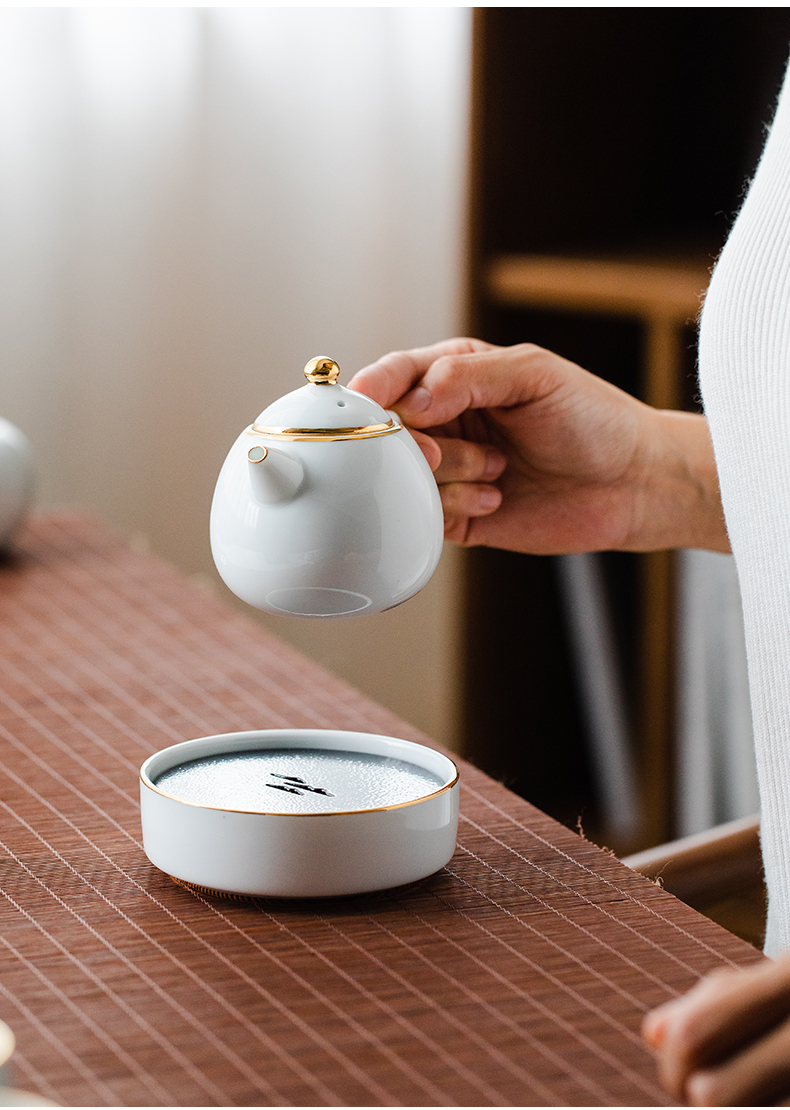 The wind and see The see colour of creation palace checking ceramic teapot small household contracted kung fu tea set filter single pot