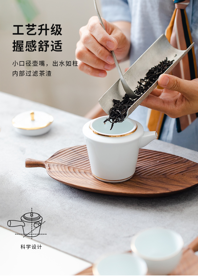 The teapot tea pot of dehua ceramic Japanese household small single side pot of single wind kung fu tea palace with one person