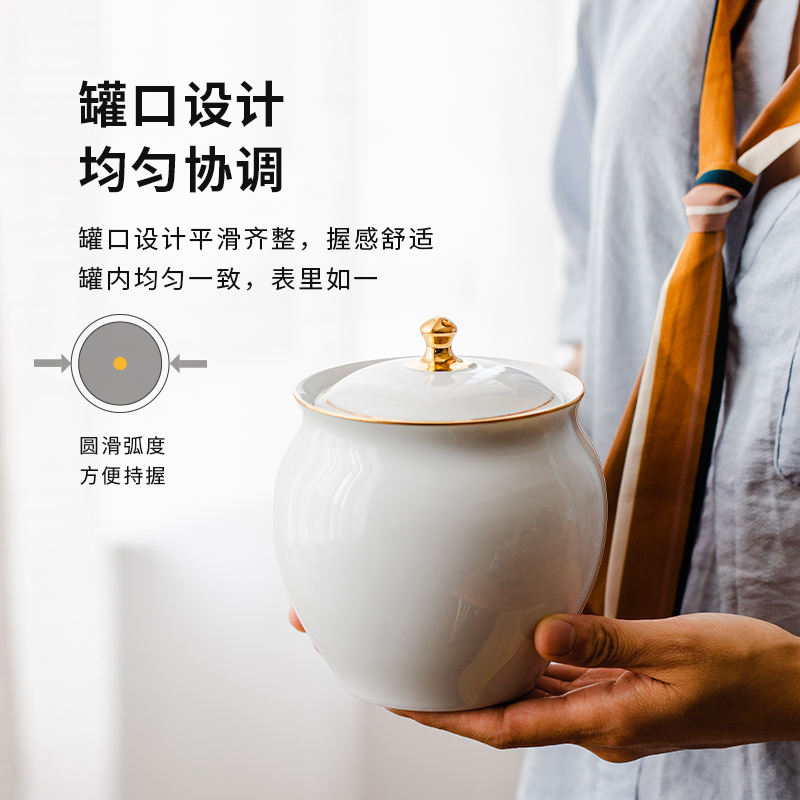 See also the building Pu'er Deposit Tea Pot ceramic Semi-catched Tea leaf jar Large number Home Tea cake Sealed Tank Damp-proof Small Number