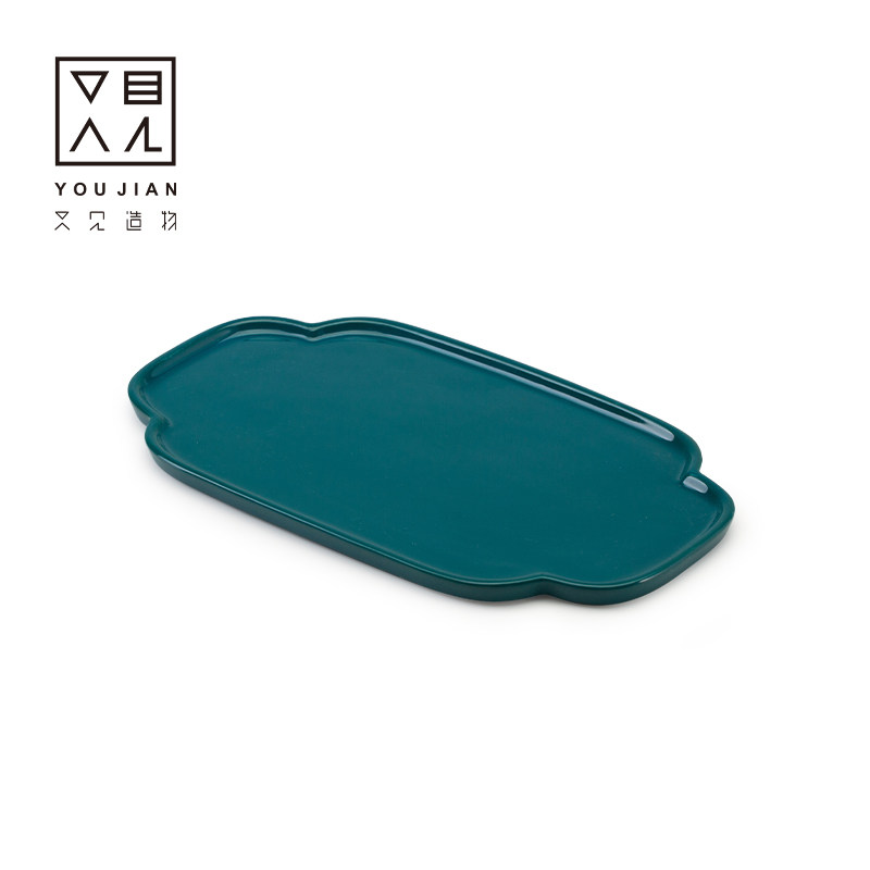 Ceramic tea tray Japanese-style kung fu tea set simple tea tray four seasons tray mini tray rectangular dry brewing water storage tea holder