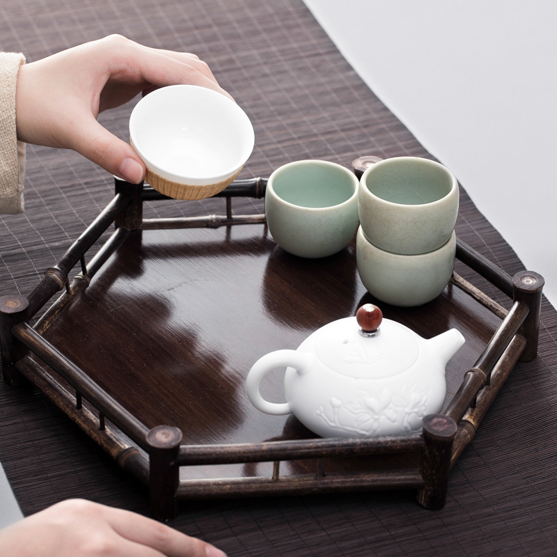 And creation of bamboo saucer dish kung fu tea boxes cupholders dry terms Taiwan Japanese tea taking accessories with zero