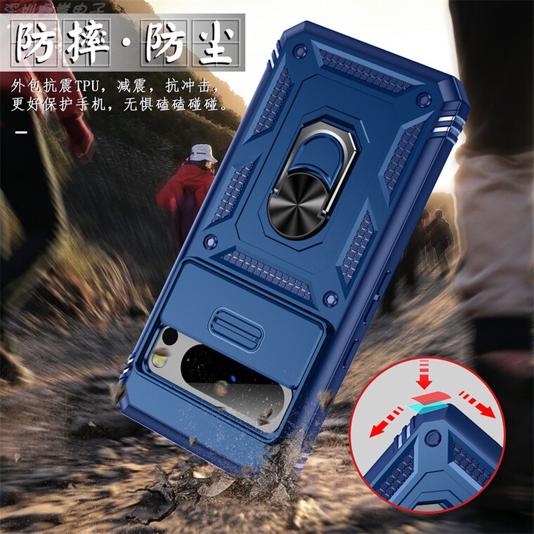Armor Drop Resistant Tough Shockproof Ring Finger Holder Kickstand Camera Lens Protection 8, 8 Pro Google Pixel Phone Case