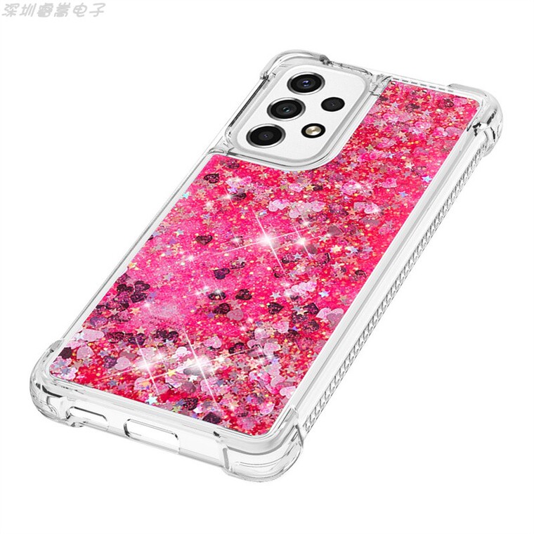 Transparent Clear Quicksand Girls Airbag Corner Protection Glitter Bling A13 5G, A23 5G, A33 5G, A53 5G, A73 5G Samsung Phone