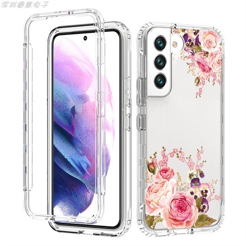 Girls Rose Flower Illustration Full Protection Tough Shockproof Silicone TPU S23, S23 Plus, S23 Ultra Samsung Phone Case