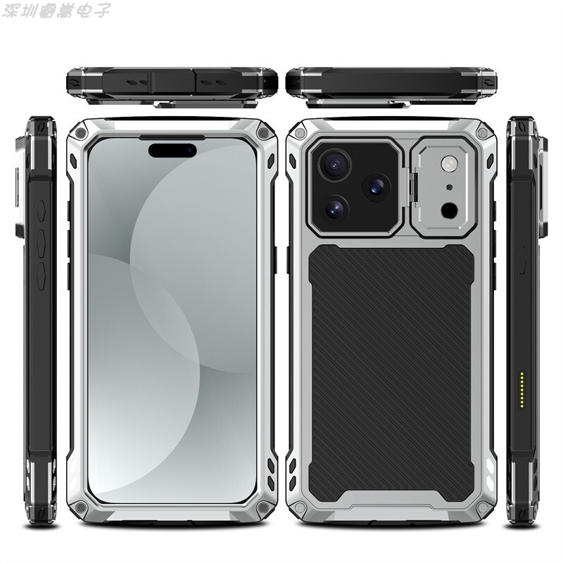 Suitable for iPhone 17 Pro Max Metal Three-Proof Stand Phone Case, Apple Air Double-Sided Full-Cover Lens Soft Silicone Case with Integrated Film, Front and Rear Anti-Drop 360 Protection Cover Suitable for iPhone 17 Pro Max Metal Three-Proof Stand Phone Case, Apple Air Double-Sided Full-Cover Lens Soft Silicone Case with Integrated Film, Front and Rear Anti-Drop 360 Protection Cover