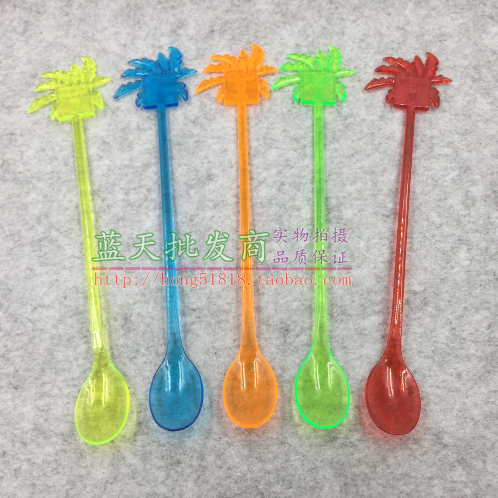 Color creative coffee stirring spoon juice mixing stick stirring spoon coconut tree with spoon stick 30 sticks