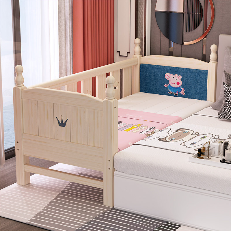 Solid Wood Children Bed No Formaldehyde With Guardrails Boy Girl Crib Widening Bed Edge Large Bed Splicing Deity Cot Cot